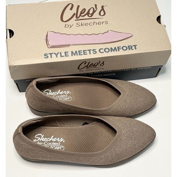 Skechers Women's 8 Cleo Sawdust Stretch Fit Slip On Loafer Mocha 158469 - Picture 1 of 6